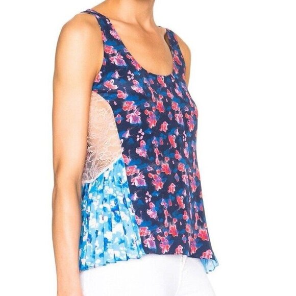 Tanya Taylor Tops - Tanya Taylor Floral Lace Silk Scoop Neck & Back Sleeveless Tank Blouse Size 4
